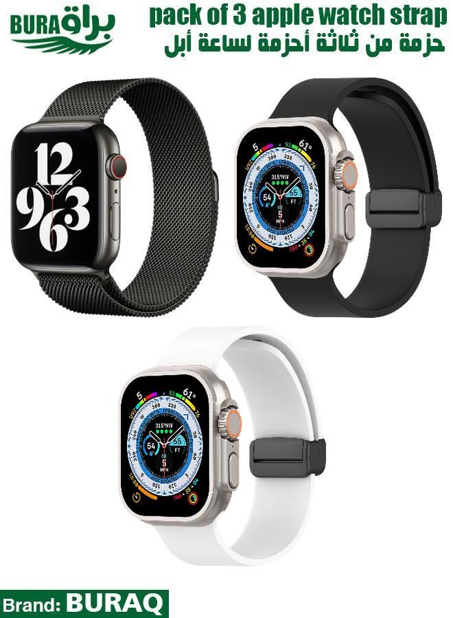BURAQ Apple Watch Band Strap For Apple Watch Ultra 2/Ultra 49mm, Series 10 46mm, 9/8/7 45mm, SE2/SE/6/5/4 44mm, 3/2/1 42mm