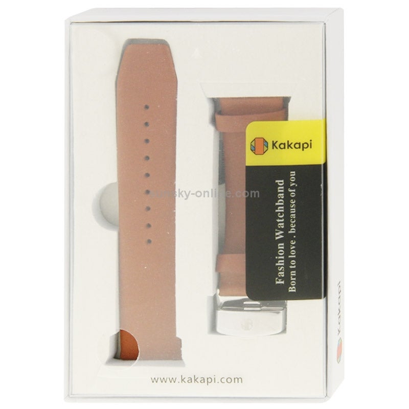 Kakapi for Apple Watch 38mm Buffalo Hide Brushed Buckle Genuine Leather Watch Band with Connector(Brown)