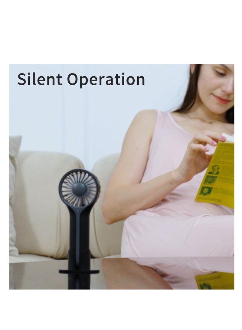 Excefore مروحة صغيرة شخصية محمولة، مروحة صغيرة محمولة باليد، تعمل بالبطارية، قابلة لإعادة الشحن عبر USB، مروحة مكتب لمكياج الوجه والرموش مع قاعدة، للأطفال والنساء والرجال والسفر الداخلي والخارجي، وردي - Image 4