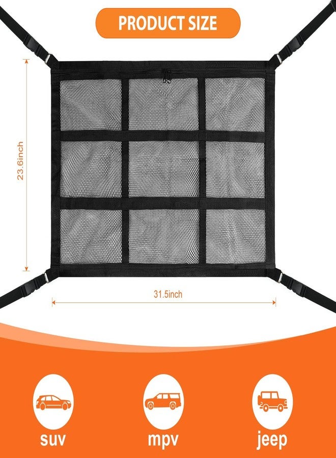 Choicons Dog Car Net Barrier,Universal Fit Sturdy Double-Layer Mesh 31.5"x23.6" Car Ceiling Cargo Net Pocket with Flexible Bungee Cords for Seat Movement Easy to Install - Image 2