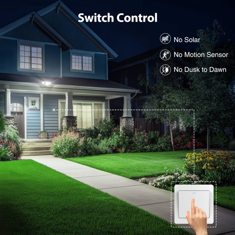Onforu 90W Flood Lights Outdoor, 10000LM Ultra Bright 4-Head LED Security Light with Switch Control, IP66 Waterproof 6500K Exterior Lights for Yard Garage Patio - Image 4