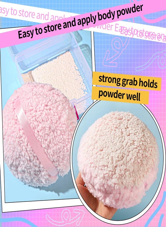 Gootaimi Powder Puff, 6" Powder Puff for Body Powder, Body Powder Puff, Fluffy Soft Body Powder Puff and Container, Extra Large Women Pink - Image 5