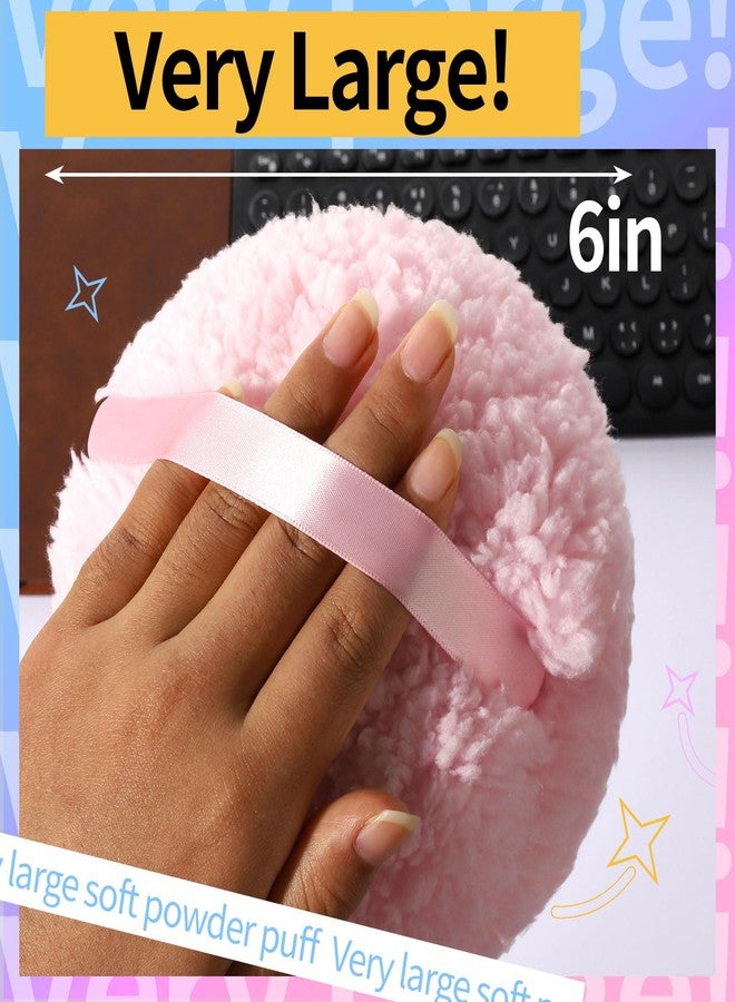 Gootaimi Powder Puff, 6" Powder Puff for Body Powder, Body Powder Puff, Fluffy Soft Body Powder Puff and Container, Extra Large Women Pink - Image 3
