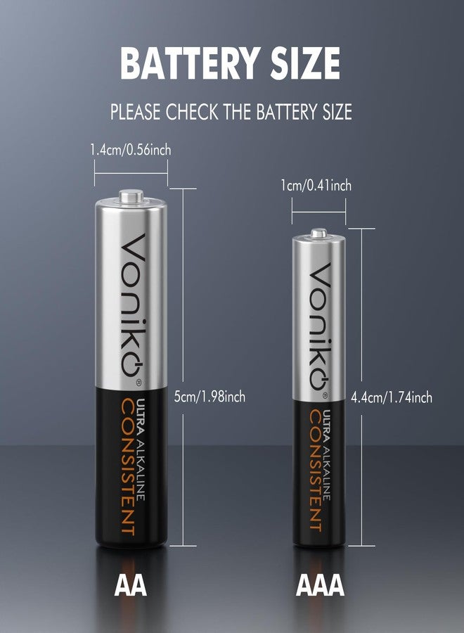 Voniko 56 Counts Alkaline Batteries Combo Pack, 24 Counts AA Batteries, 24 Counts AAA Batteries and 8 Counts 9V Batteries for Household Electronics - Image 3