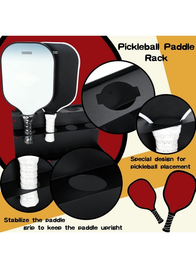 توباون حامل مضارب بيكلبول من TOPOWN مكون من قطعتين/حامل كرات - يحمل 8 مضارب و8 كرات حامل بيكلبول للسياج والجدار حامل مضارب بيكلبول من الفولاذ شديد التحمل حامل مضارب بيكلبول للاستخدام في الهواء الطلق - Image 4