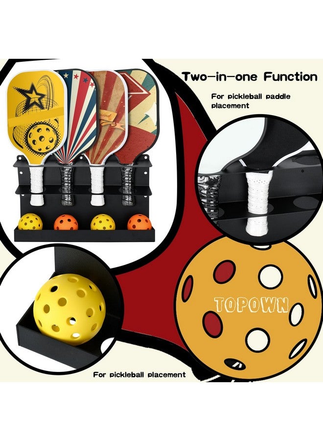 توباون حامل مضارب بيكلبول من TOPOWN مكون من قطعتين/حامل كرات - يحمل 8 مضارب و8 كرات حامل بيكلبول للسياج والجدار حامل مضارب بيكلبول من الفولاذ شديد التحمل حامل مضارب بيكلبول للاستخدام في الهواء الطلق - Image 2