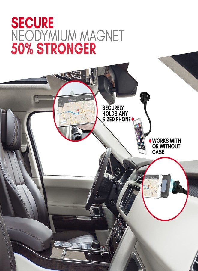 Macally Windshield Phone Mount for Car Magnetic - Suction Cup Window Mount Phone Holder with 8" Long Gooseneck Arm & Super Strong Magnet Mount for Smartphone and iPhone - Image 3