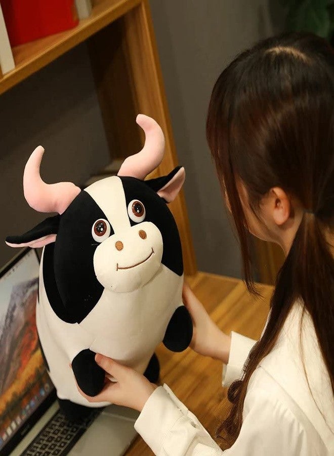 Tickles Cartoon Cow Plush Soft Stuffed Toy Animal Sleeping Pillow Cushion for Kids Room (Size: 30 cm Color: White and Black) - Image 2