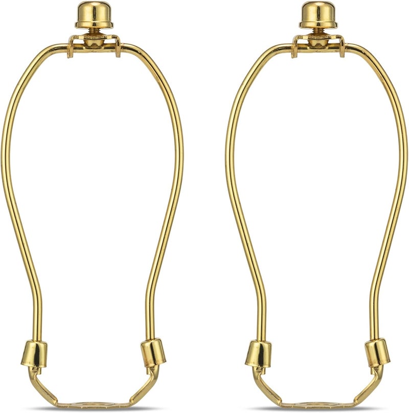 Qc Lamp Harp 6 Inch, 2 Set Detachable LampShade Harp for Table and Floor Lamps, Heavy Duty Lamp Brackets with 3/8 Standard Saddle and Finials (Polished Brass) - Image 1