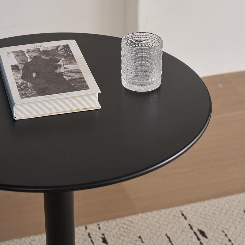 Kasinali Round Dining Table 24" Circle Tulip Table with Metal Thickened Tabletop & Sturdy Metal Pedestal Mid Century Modern Leisure Bistro Kitchen Tables 2 People Small Places Living Room Cafe,Black - Image 4