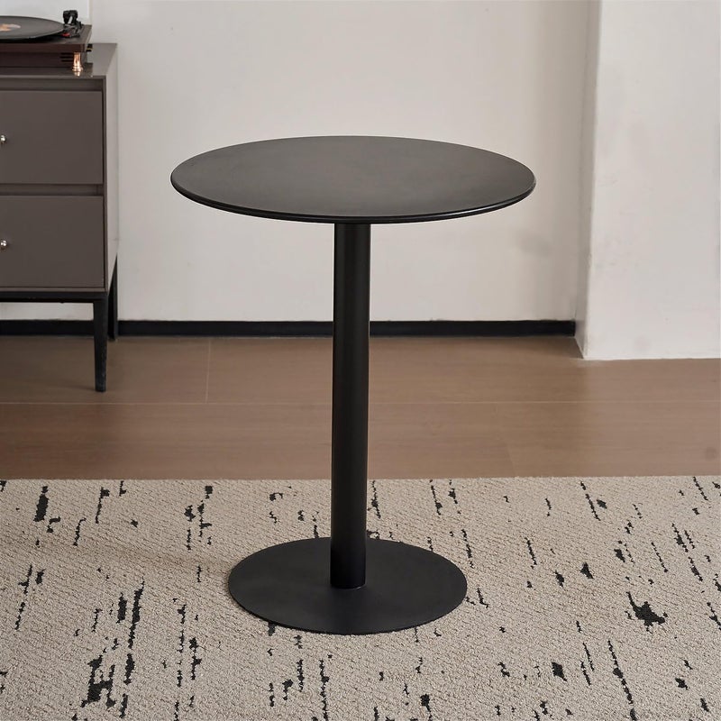 Kasinali Round Dining Table 24" Circle Tulip Table with Metal Thickened Tabletop & Sturdy Metal Pedestal Mid Century Modern Leisure Bistro Kitchen Tables 2 People Small Places Living Room Cafe,Black - Image 3