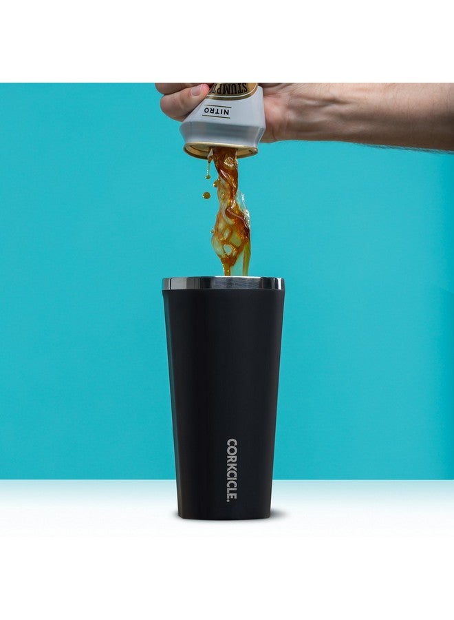 CORKCICLE كوب قهوة ثلاثي العزل الكلاسيكي مع غطاء، أسود غير لامع، 16 أونصة - كوب سفر من الفولاذ المقاوم للصدأ يحافظ على المشروبات باردة لأكثر من 9 ساعات، ساخنة لمدة 3 ساعات - كوب سفر مناسب لحامل الأكواب - Image 2