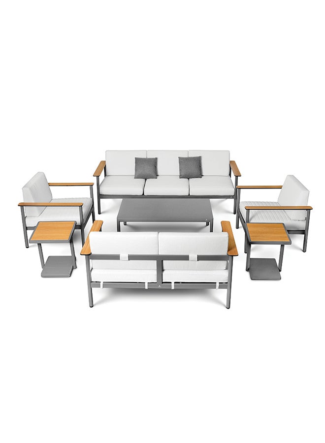 Homez Outdoor Patio Set of 7 Pieces Made of HighQuality Aluminum WhiteBrown - Image 1