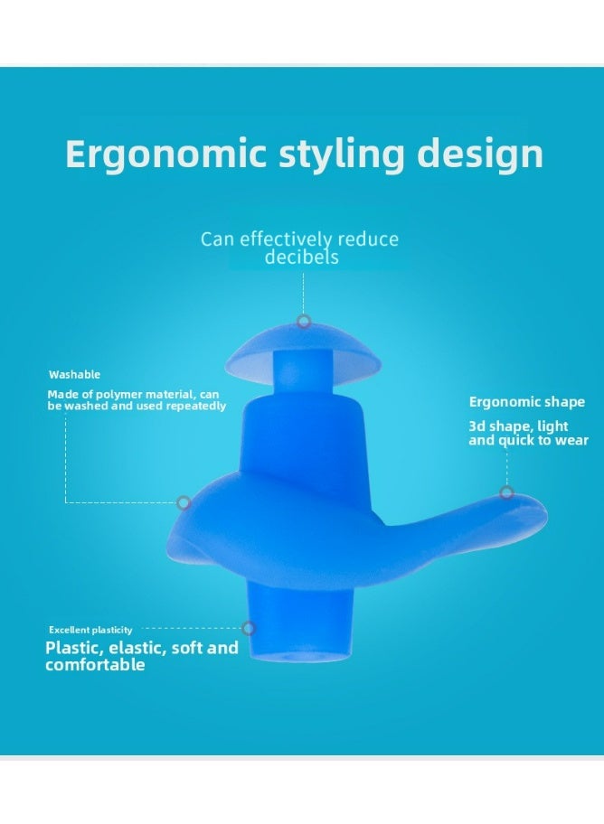Generic Swimming earplugs set silicone spiral earplugs men and women swimming training sound insulation noise reduction earplugs (send same color silicone swimming cap + random color nose clip)  - Image 3