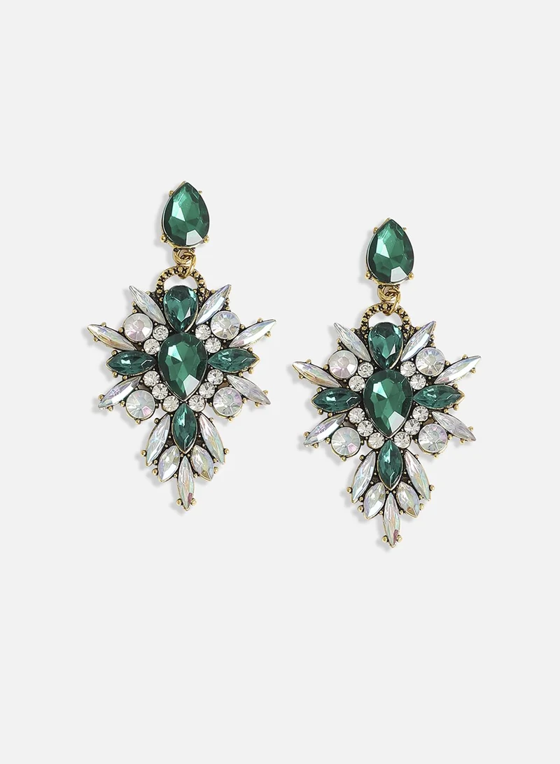 سوهي انخفاض الأقراط الكريستال الأخضر