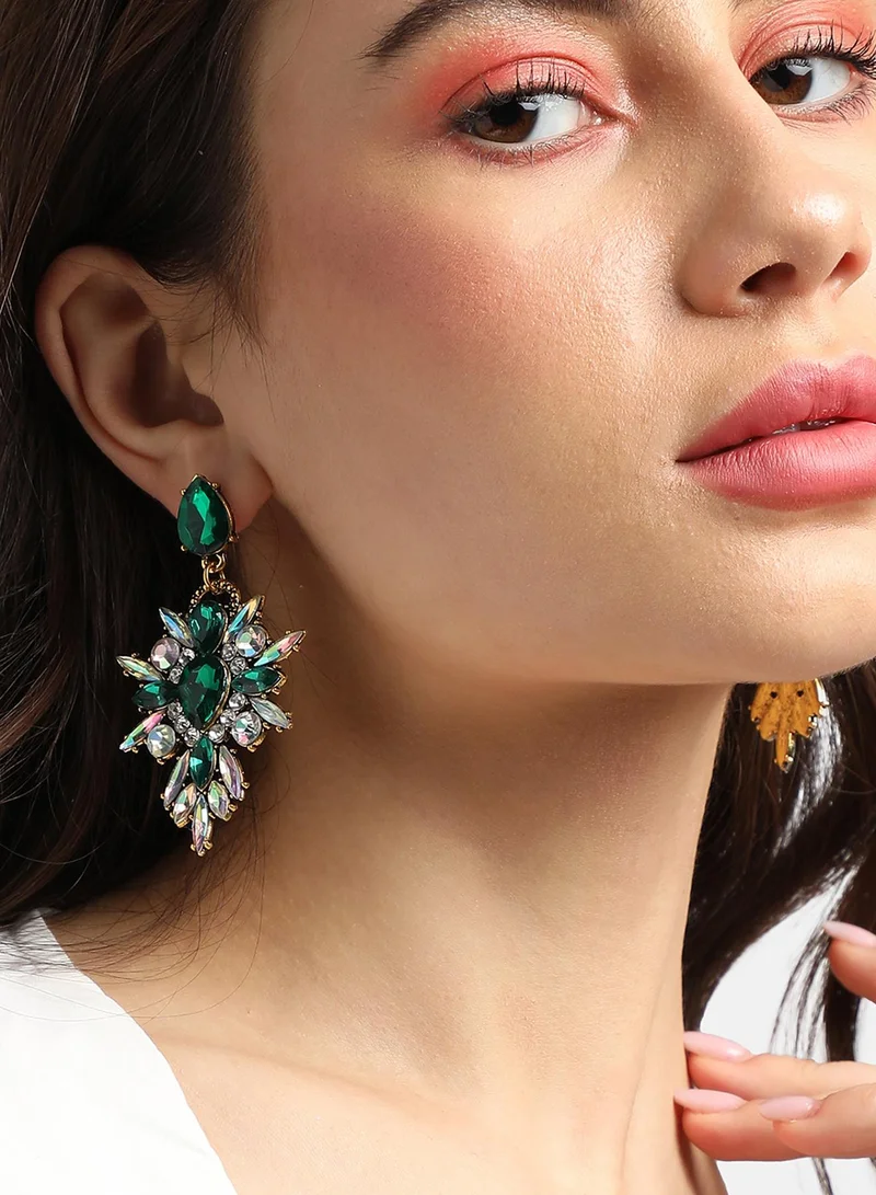 سوهي انخفاض الأقراط الكريستال الأخضر