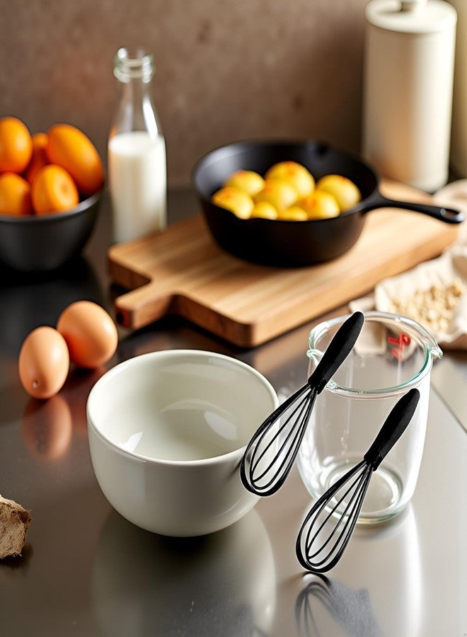 BWESOO 2Pcs Black Mini Silicone Whisk, 6.7inch Non-Scratch Non-Stick, Milk and Egg Beater Blender, Hand Egg Mixer, Kitchen Tool for Cooking, Baking, Mixing, Stirring, Kitchen Utensils - Image 5