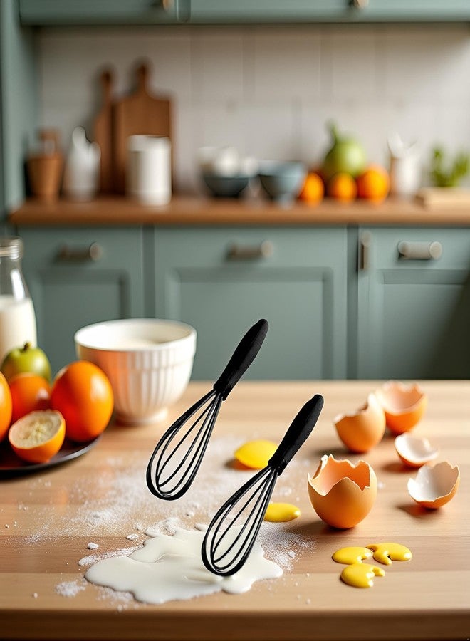 BWESOO 2Pcs Black Mini Silicone Whisk, 6.7inch Non-Scratch Non-Stick, Milk and Egg Beater Blender, Hand Egg Mixer, Kitchen Tool for Cooking, Baking, Mixing, Stirring, Kitchen Utensils - Image 4