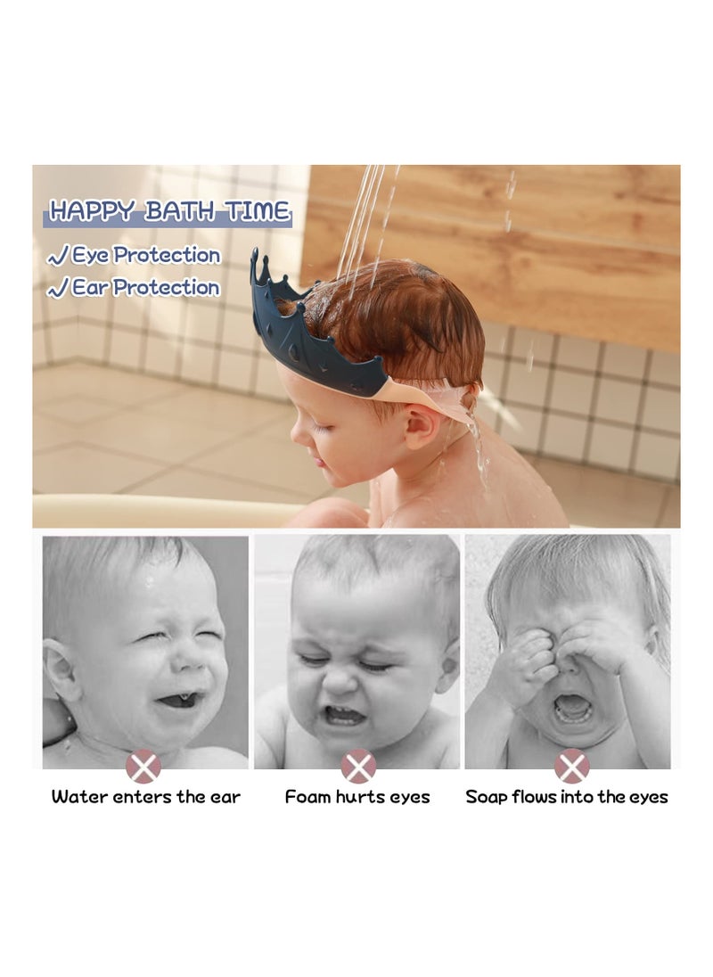 KASTWAVE - Baby Shower Cap Shield, Shower Cap for Kids, Visor Hat for Eye and Ear Protection for 0-9 Years Old Children, Cute Crown Shape Makes The Baby Bath More Fun (Blue) - Image 1