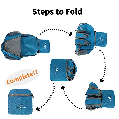 FENGDONG 35L Lightweight Foldable Waterproof Packable Travel Hiking Backpack Daypack for men women Blue - Image 3