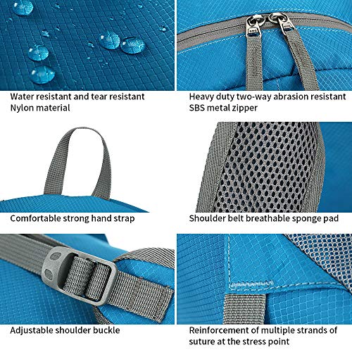 FENGDONG 35L Lightweight Foldable Waterproof Packable Travel Hiking Backpack Daypack for men women Blue - Image 4