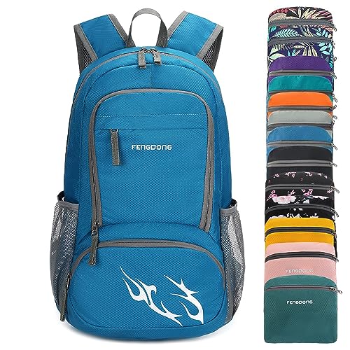 FENGDONG 35L Lightweight Foldable Waterproof Packable Travel Hiking Backpack Daypack for men women Blue - Image 1