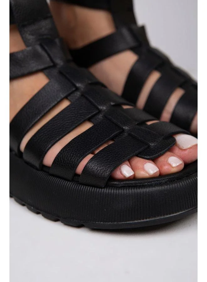 Manijero  Benia Women's Genuine Leather Caged Sandal Black Sandal. for Women | Best Price UAE