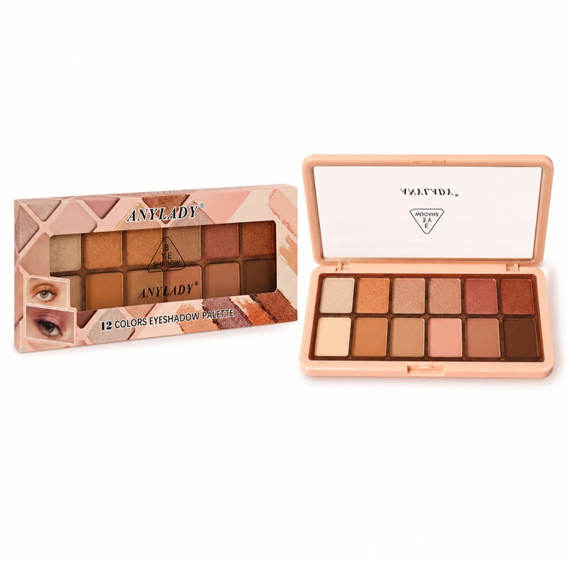 Me Now 12 Colors Eyeshadow Palette Matte Shimmer Nude Brown Pink Eye Shadow Makeup Palette Slim Compact Travel Eye Makeup Kit 15.5g - Image 1