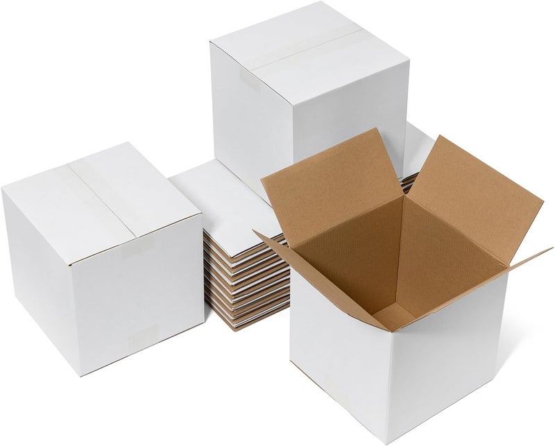 Mefleet صناديق شحن Mefleet مقاس 8x8x8 بوحدة 25 صندوقًا - عبوات من الورق المقوى المموج للاستخدام في البريد، مناسبة للمؤسسات الصغيرة - لون أبيض، مستلزمات تغليف للبريد - Image 1