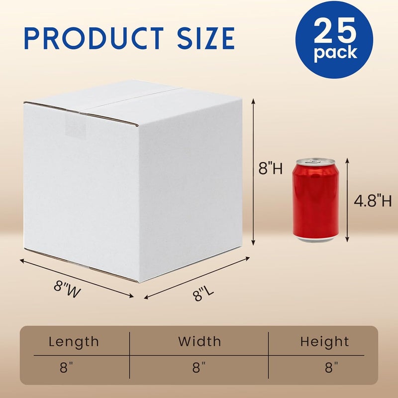 Mefleet صناديق شحن Mefleet مقاس 8x8x8 بوحدة 25 صندوقًا - عبوات من الورق المقوى المموج للاستخدام في البريد، مناسبة للمؤسسات الصغيرة - لون أبيض، مستلزمات تغليف للبريد - Image 2