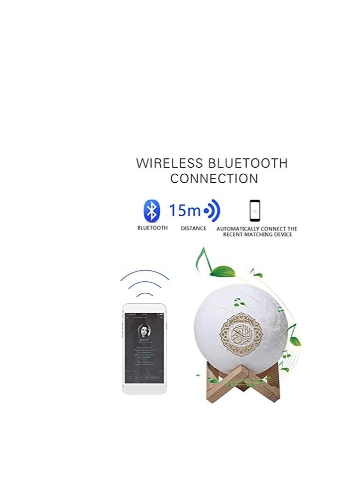 مصباح LED ثلاثي الأبعاد يعمل باللمس للقرآن الكريم، أضواء القمر للقرآن، مصباح طباعة ثلاثي الأبعاد، 7 ألوان LED ضوء ليلي، مكبر صوت بلوتوث للقرآن، جهاز تحكم عن بعد، مصباح قمر صغير، قرآن لاسلكي. - Image 3