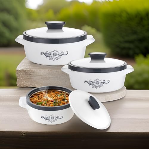 NARIYA ISI CERTIFIED NEW CASSEROLE SET COMES WITH 3 DIFFERENT CAPACITY FOR EVERYDAY USE AT HOME FOR DELISIOUS FOOD | BPA Free | Food Grade | Easy to Carry | Easy to Store | Chapati | Roti | Curd Maker - Image 1