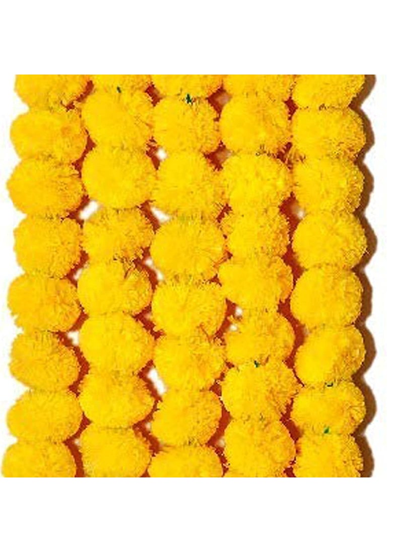 Critoanta Critoanta Genda Phool Artificial Genda Phool Marigold Fluffy Long Wedding Festivals Durga Pooja DiwaliHandcraft Plastic Rakshabandhan Special Occasion 5 Feet Inauguration Temple Pack of 6 String  - Image 2
