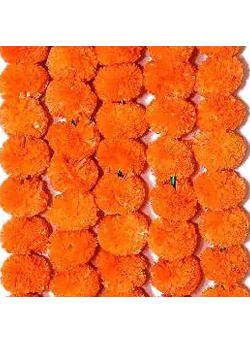 Critoanta Critoanta Genda Phool Artificial Genda Phool Marigold Fluffy Long Wedding Festivals Durga Pooja DiwaliHandcraft Plastic Rakshabandhan Special Occasion 5 Feet Inauguration Temple Pack of 6 String  - Image 3