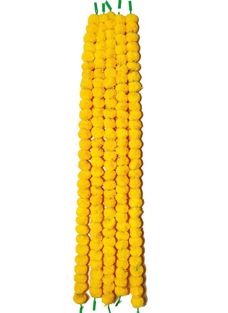 Critoanta Critoanta Genda Phool Artificial Genda Phool Marigold Fluffy Long Wedding Festivals Durga Pooja DiwaliHandcraft Plastic Rakshabandhan Special Occasion 5 Feet Inauguration Temple Pack of 6 String  - Image 5