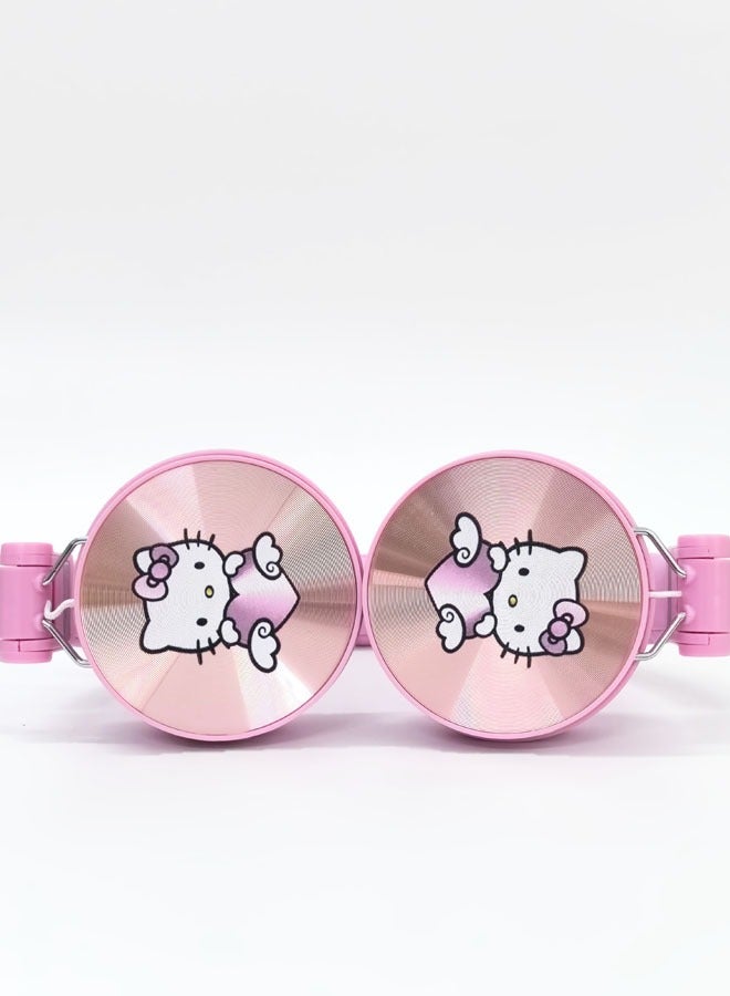 Pink Hello Kitty motif Bluetooth wireless earphones for kids, foldable earphones for kids with noise-cancelling, stereo earphones for kids with TF cards, mobile phones and tablets  - Image 3
