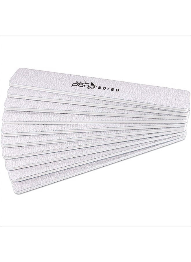 10pcs - PANA Jumbo Double-Sided Emery Nail File for Manicure, Pedicure, Natural, and Acrylic Nails - Zebra (Grit 80/80)