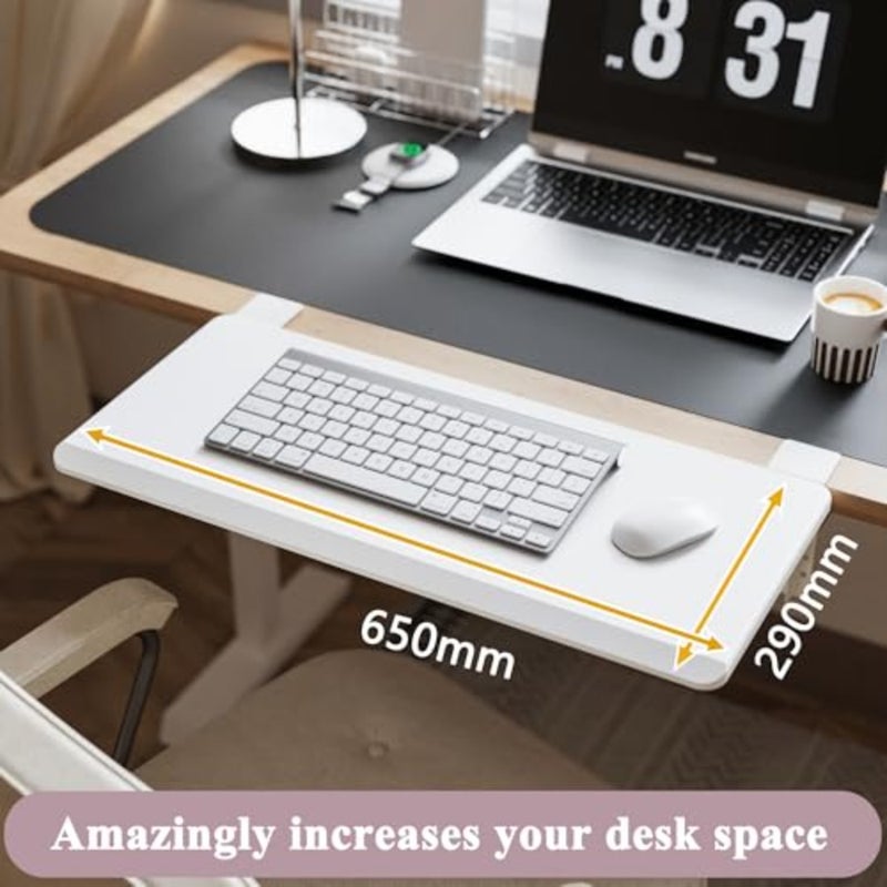 Ergonomics Desk Keyboard Tray Clamp on, 650x290mm Large Size Foldable Extension Board, Computer Elbow Arm Support, Arm Wrist Rest Shelf for Home and Officem - Image 4