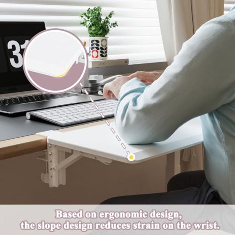 Ergonomics Desk Keyboard Tray Clamp on, 650x290mm Large Size Foldable Extension Board, Computer Elbow Arm Support, Arm Wrist Rest Shelf for Home and Officem - Image 5