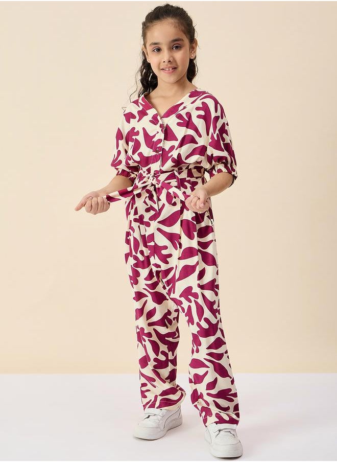 Stylo Bug Floral Print Rayon Jumpsuit for Girls by Styli  - Image 1