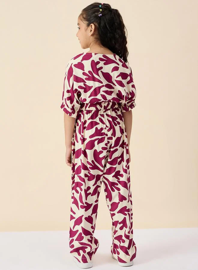 ستايلو بج Floral Print Rayon Jumpsuit for Girls by Styli