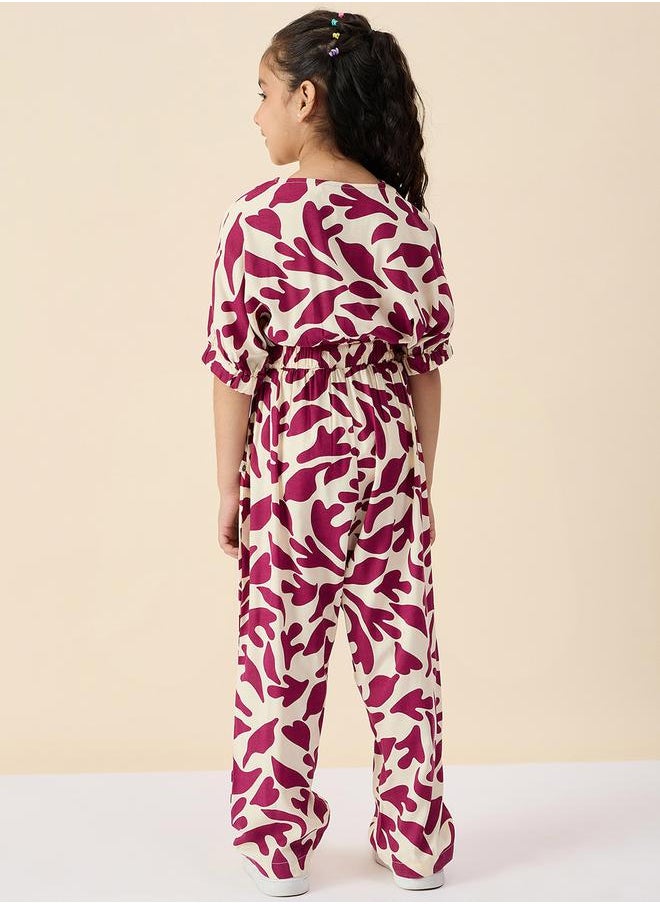 Stylo Bug Floral Print Rayon Jumpsuit for Girls by Styli  - Image 4