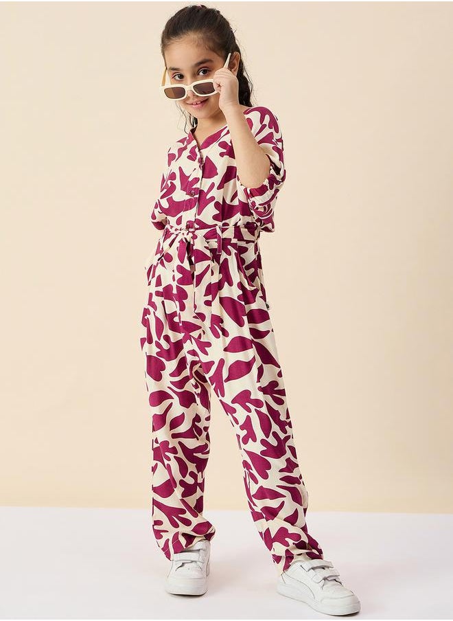 Stylo Bug Floral Print Rayon Jumpsuit for Girls by Styli  - Image 2