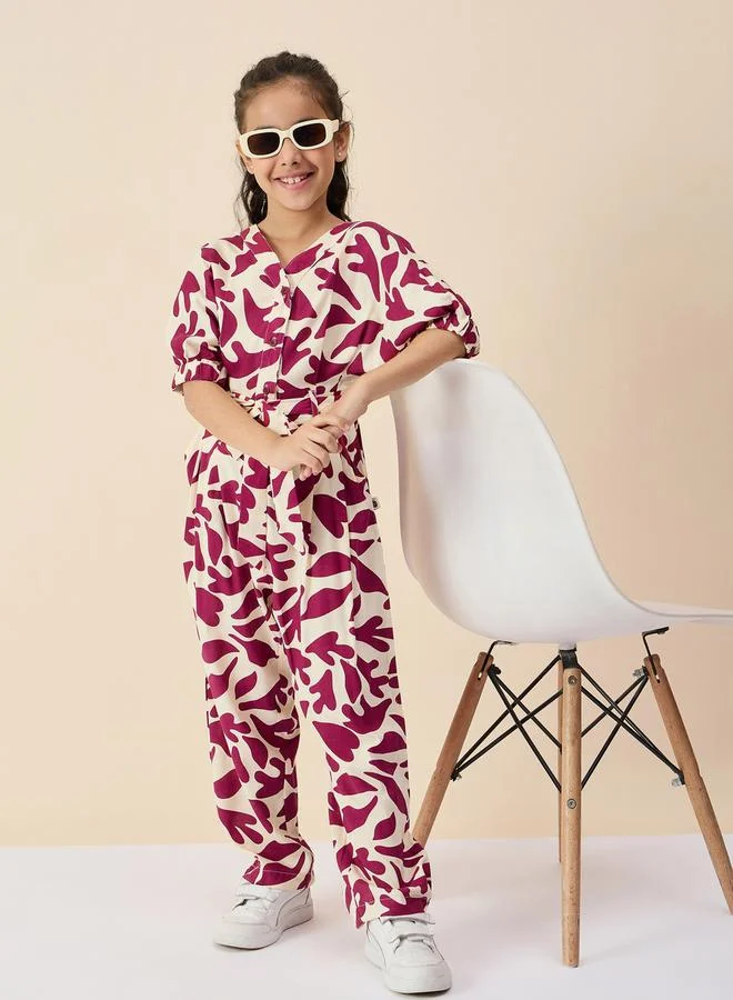 ستايلو بج Floral Print Rayon Jumpsuit for Girls by Styli