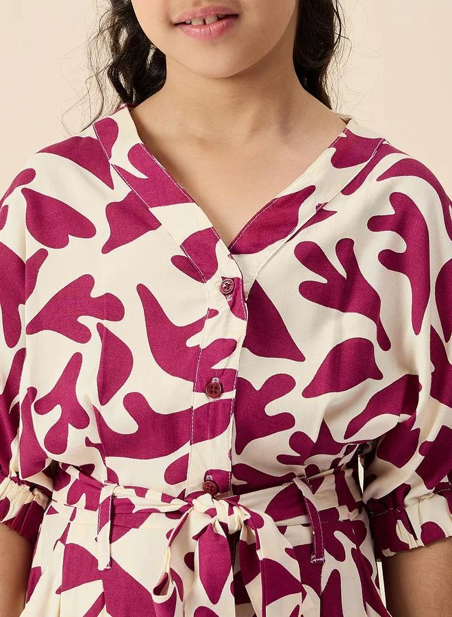 ستايلو بج Floral Print Rayon Jumpsuit for Girls by Styli