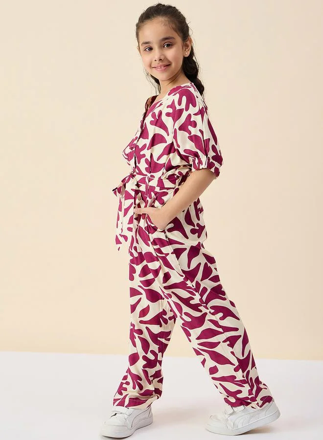 ستايلو بج Floral Print Rayon Jumpsuit for Girls by Styli