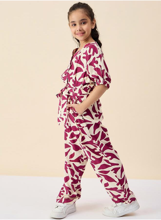 Stylo Bug Floral Print Rayon Jumpsuit for Girls by Styli  - Image 3