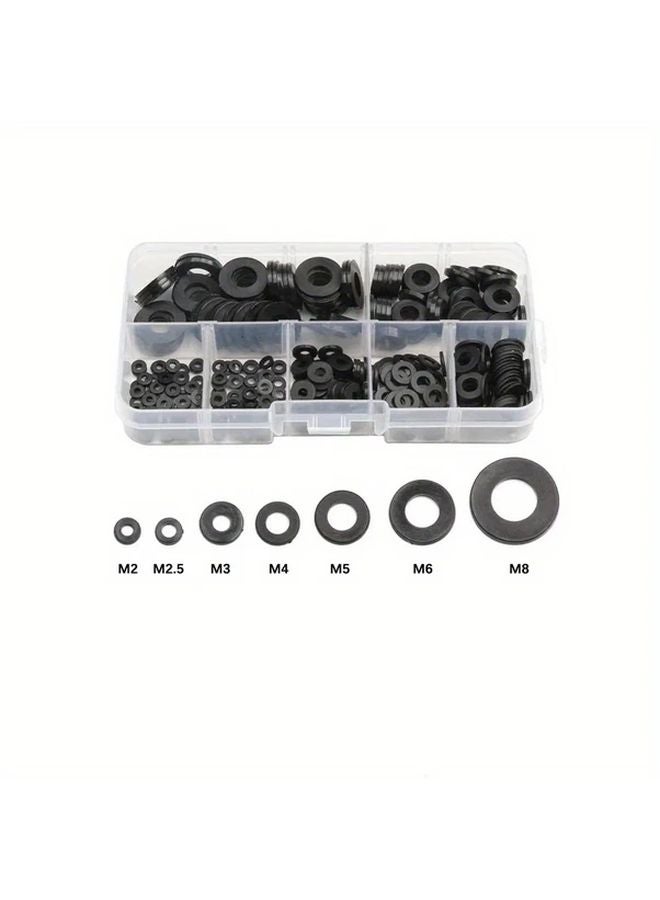 800pcs Black Nylon Washer Set Assorted Sizes M2 to M12 Insulation Spacers Seals Kit - Image 4