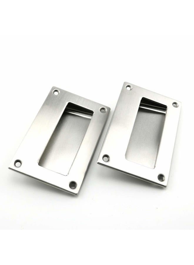 Heyous 2pcs 5x3.2 inch Hidden Recessed Pull Handle Stainless Steel Square Flush Concealed Furniture Handle for Door Drawer Cupboard Cabinet Sliding Door - Image 1