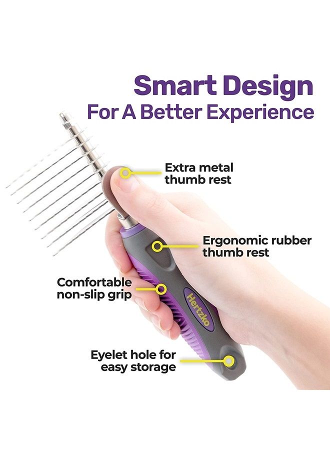 Hertzko Pet Dematting Comb for Dogs Cats – Undercoat Rake Grooming Brush with Safety Edges – Deshedding Tool Great for Cutting and Removing Dead, Matted or Knotted Hair, Shedding Combs - Image 5